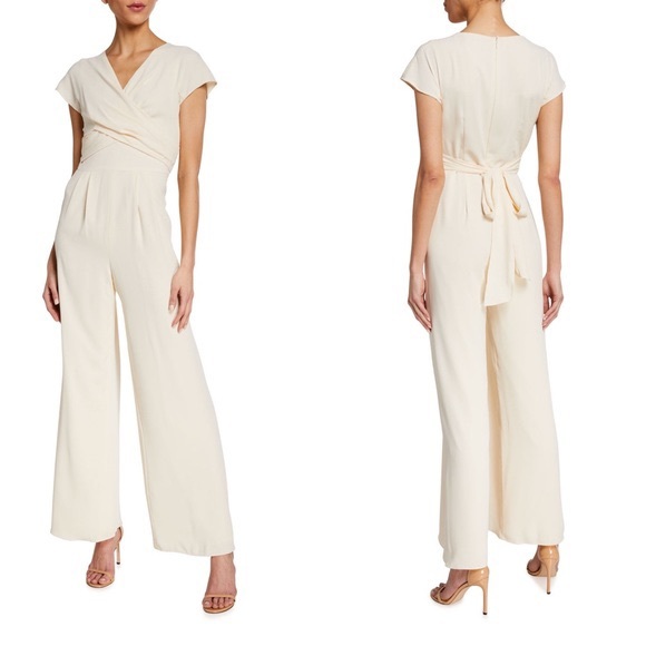 Gal Meets Glam Pants - Cream wrap jumpsuit